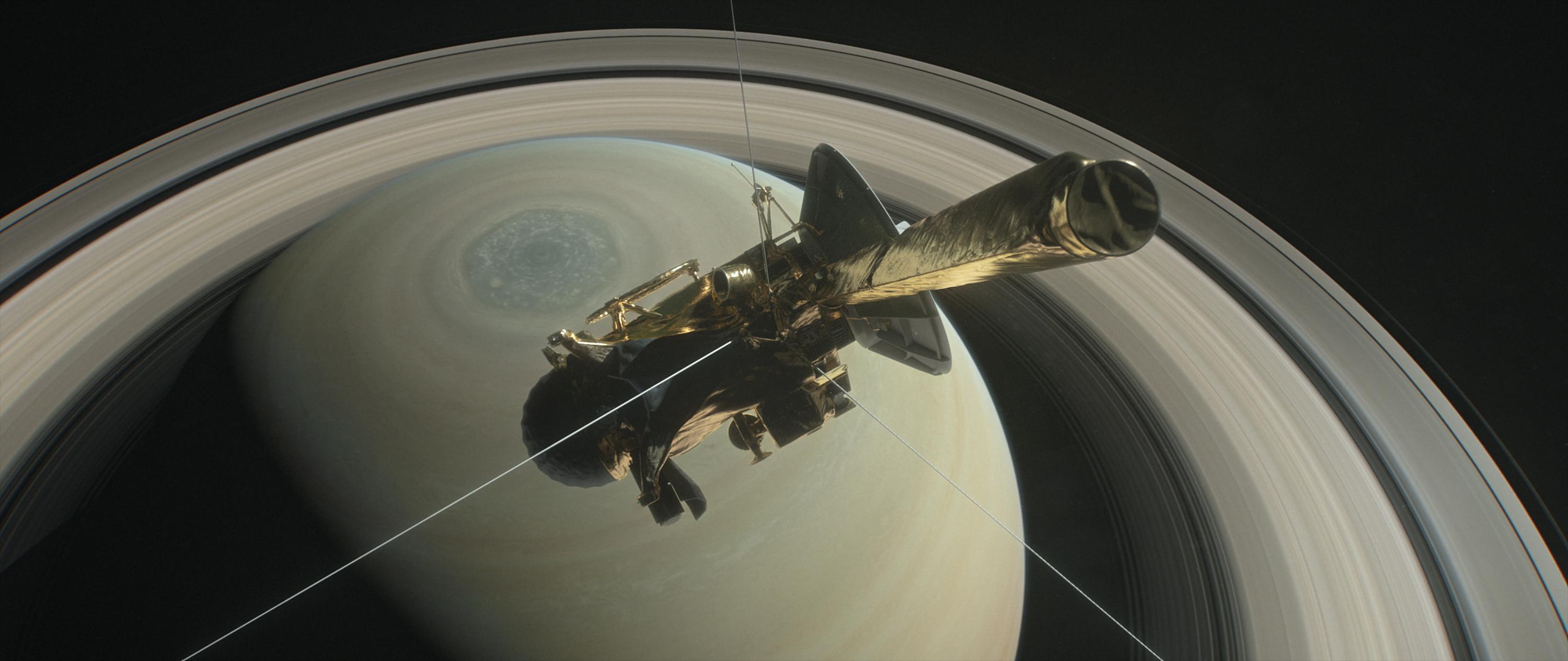 Artist's rendition of Cassini orbiting Saturn
